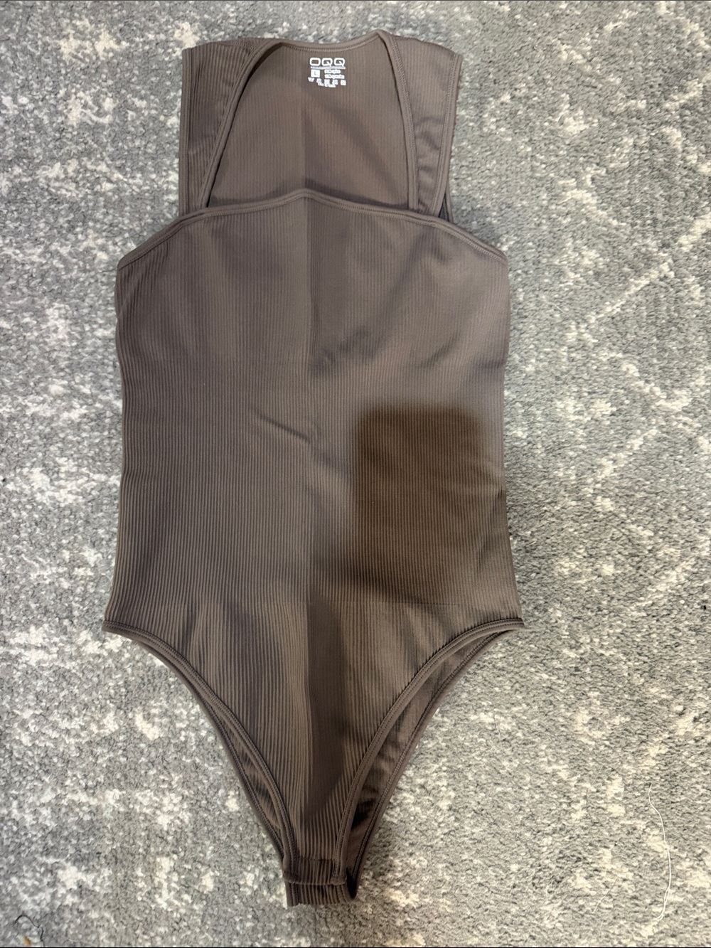 Ribbed Square-Neck Bodysuit in Chocolate Brown